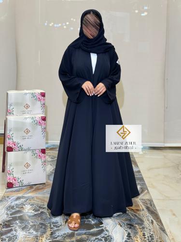 عبايه دبل كلوش كم وسيع بقماش بلاك بيري كحلي
