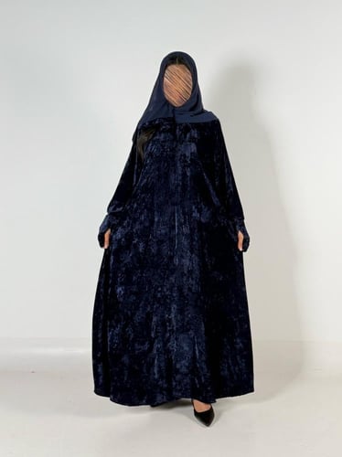 عبايه شوق نص كلوش بقماش مخمل ثلجي ناعم بفتحه اصبع...