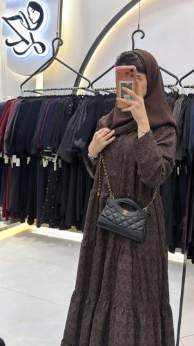 عبايه ركاما طبقات نص كلوش مبطن ربيانه بني