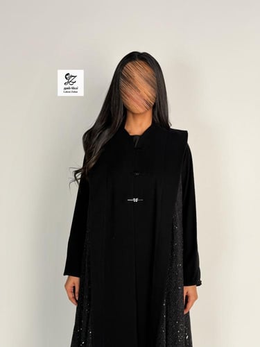 عبايه حصه بقماش كريب اندنوسي بتدخيل شامواه