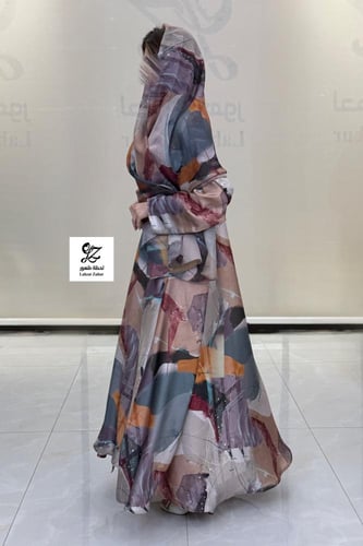 عبايه موج مشجره كامل مع الطرحه بقصه كلوش