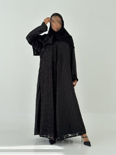 عبايه هند بقماش شيفون مخمل نص كلوش