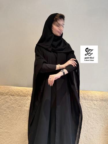 عبايه طله بقماش كريب الابداع مع شيفون اسود كم استر...