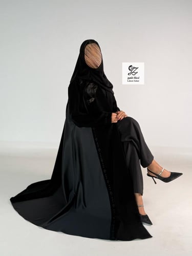 عبايه دايموند كلوش بقماش كريب اندنوسي بتدخيل تفته...