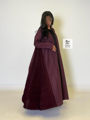 عبايه ركاما كلوش بتدخيل كسرات ثري دي عنابي