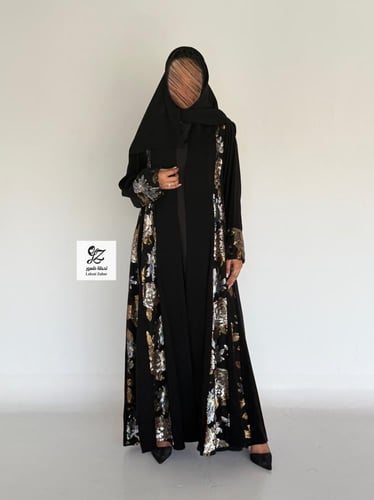 عبايه ليلا بقماش ملكي تدخيل ترتر