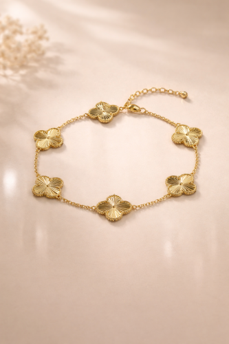 Bracelet with 5 silver flowers, 925 alloy