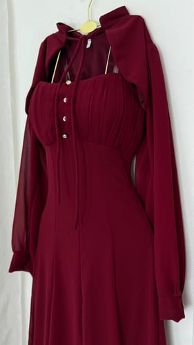 فستان دم الغزال جورجيت مبطن