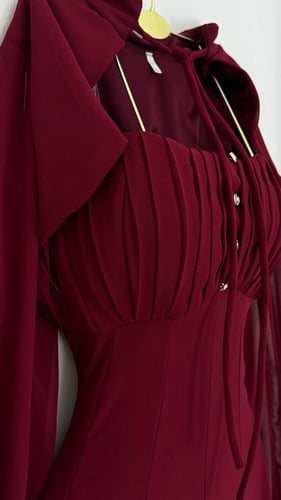 فستان دم الغزال جورجيت مبطن