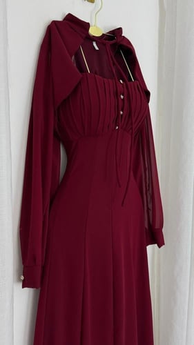 فستان دم الغزال جورجيت مبطن