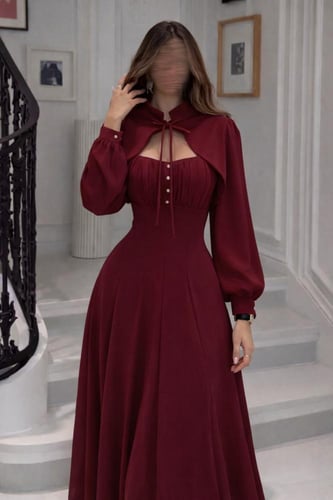 فستان دم الغزال جورجيت مبطن