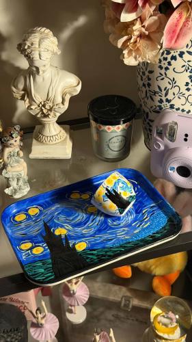 Espresso set (cup and plate) hand-painted
