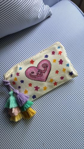 Cloth bag with hand-painted design