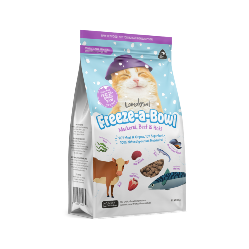 Loveabowl Freeze Cat Dry Food with Mackerel, Beef...