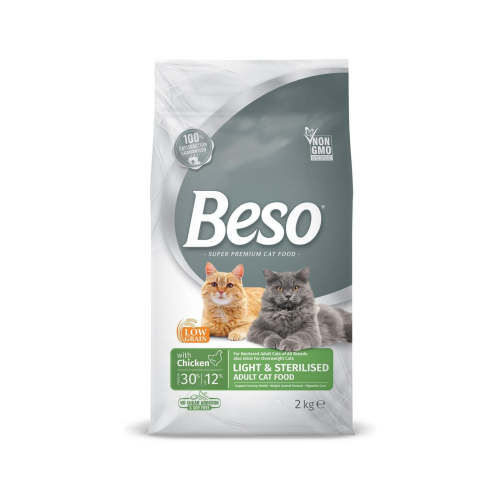 Beso Light & Sterilised Adult Cat Dry Food with Ch...