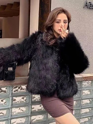 معطف فرو كوري فضفاض