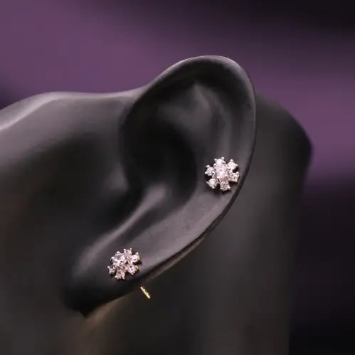 925 sterling silver and gold earrings with a hexag...