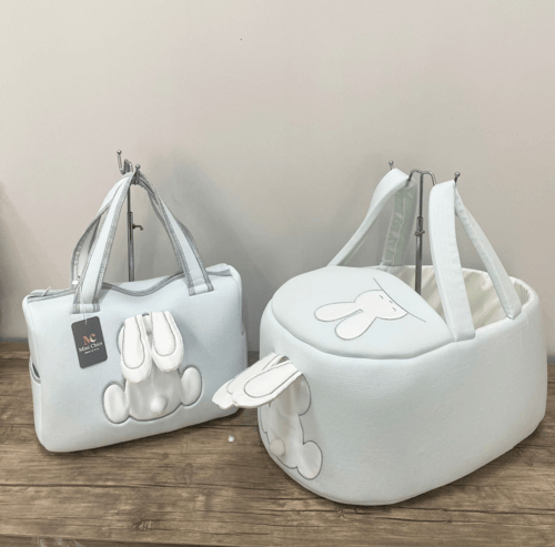 طقم مواليد 2 قطعة سرير محمول وحقيبة حفاضات بتصميم...