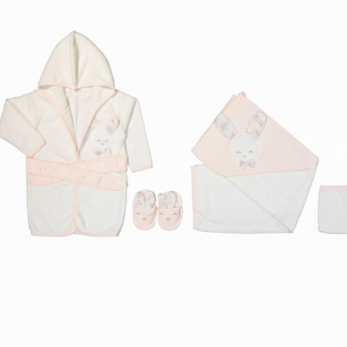 طقم استحمام أطفال قطني فاخر 4 قطع - تصميم انيق (أب...