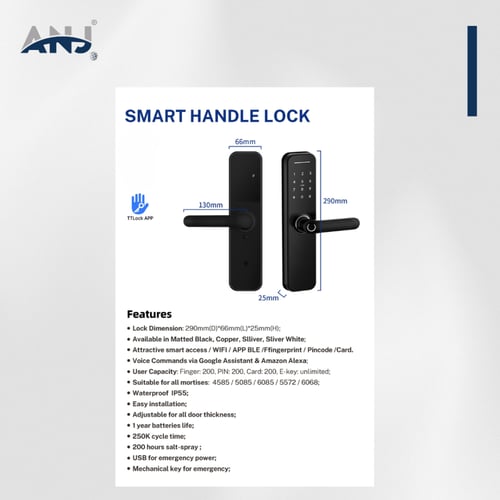 قفل ذكي ANJ لباب رئيسي (متوسط)