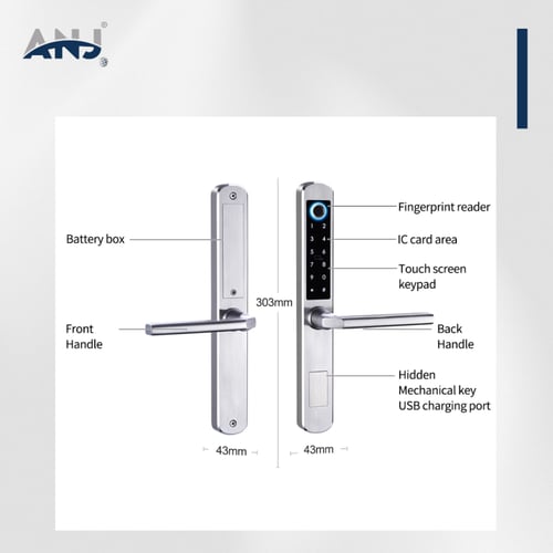 قفل ذكي ANJ بمقبض قصير