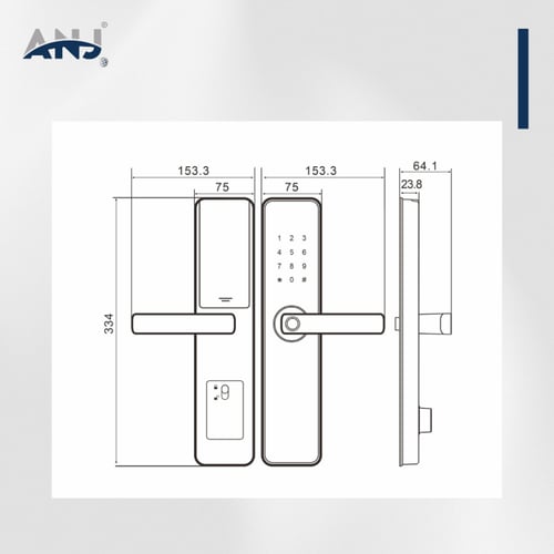 قفل ذكي ANJ لباب داخلي (كبير)