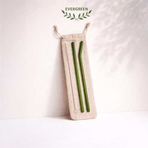 عدد 2 مصاص زجاج + فرشاة تنظيف