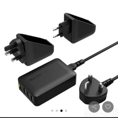 راف باور- شاحن جداري للسفر 40 واط 4 منافذ USB