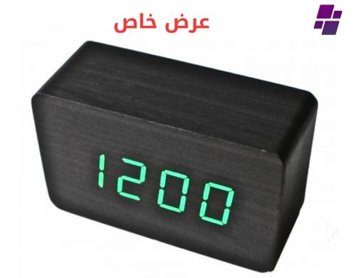 ساعة منبهة إلكترونية للمكتب مع إضاءة LED خشبية VST...