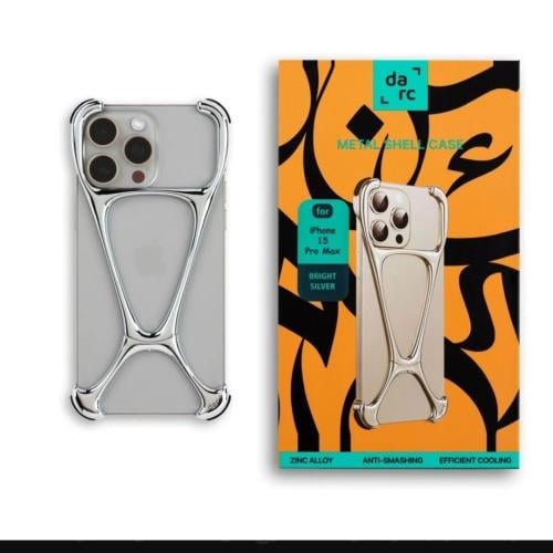 دارك - جراب الهيكل المصنوع من ستانلس ستيل فضي لامع