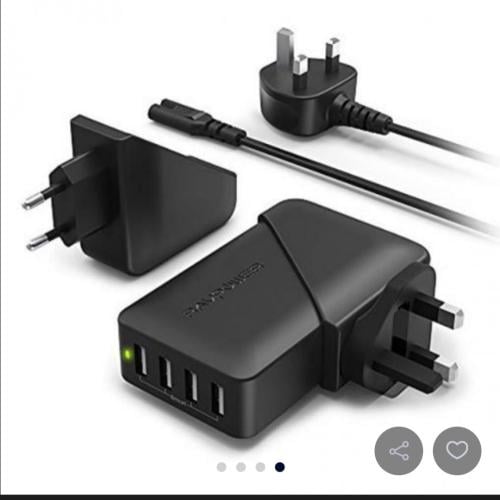 راف باور- شاحن جداري للسفر 40 واط 4 منافذ USB