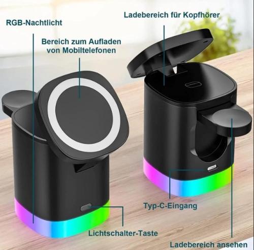 قاعدة شحن لاسلكية مغناطيسية 4 في 1