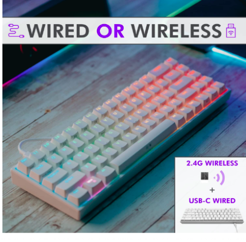 تيلتد نايشن كيبورد 65% ابيض - كيبورد ميكانيكية صغي...