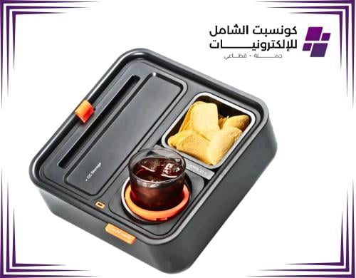 كاوتش كونسول منظم للمشروبات والاكل مع حامل اكواب م...