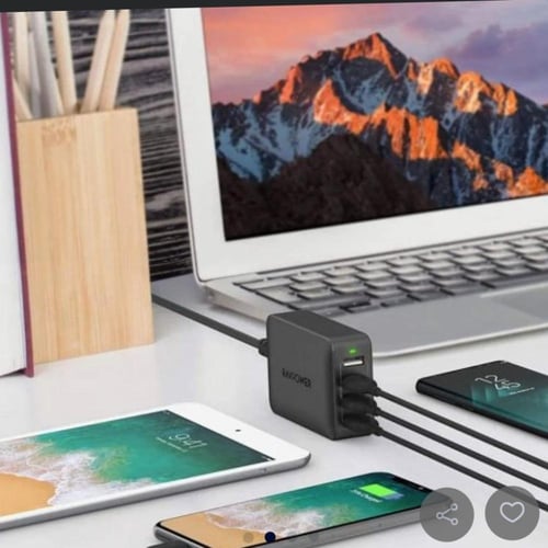 راف باور- شاحن جداري للسفر 40 واط 4 منافذ USB