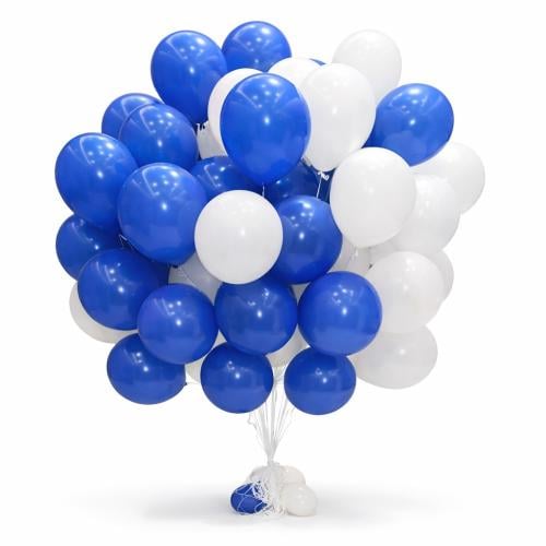 باقة هيليوم ابيض وازرق (50حبة)