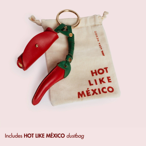 AORA México Chili Bag Charm & Lip Serum On-the-Go Carrier - Handmade in Leather