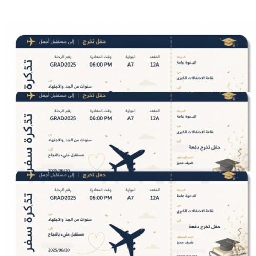 ثيم تذكر سفر تخرج جاهز للطباعة