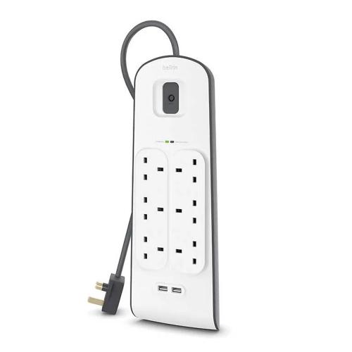 بيلكن – توصيلة كهربائية 6 منافذ + منفذين USB