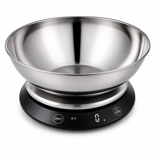 Digital kitchen scale with stainless steel plate – high accuracy