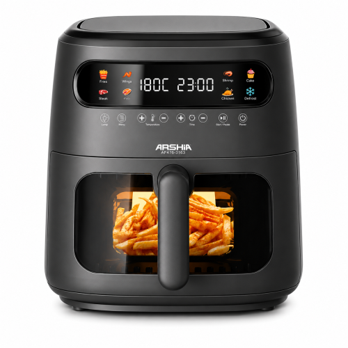 Digital air fryer from Arsha - 8-liter capacity with transparent basin - healthy cooking without oil