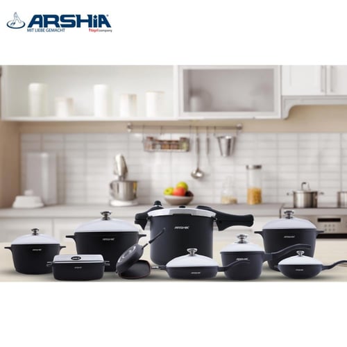 طقم أواني طهي ارشيا من الالمونيوم المصبوب, 18 قطعة...