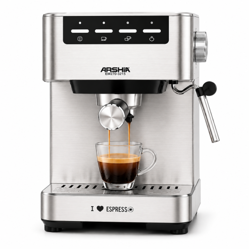 Espresso coffee maker from Arshia – professional design stainless steel