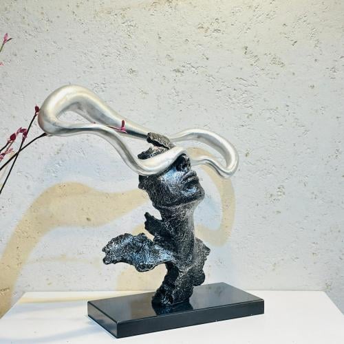 زينة ديكور بتصميم نحت تجريدي قاعده رخام -46×44×16س...