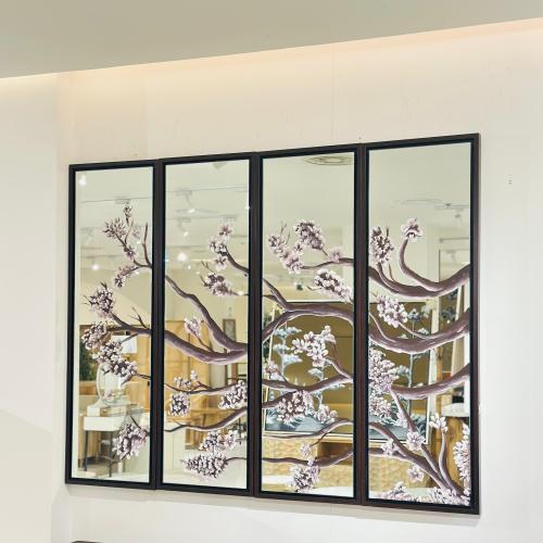 4 قطع مرايا مرسومة بزهور140×180سم (منتج تفصيل )