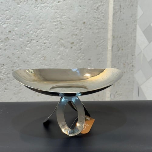 طبق تقديم ديكوري أنيق مصنوع من معدن لامع عالي الجو...