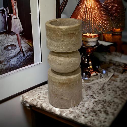 شمعدان رخام ترافنتينوا .20×8×8سم