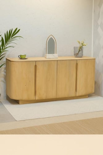 دولاب بوفيه حشب بيج خشبي160×40×80سم