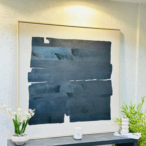 لوحة اطار خشبي قماش ملمس خشن تصميم انيق 120×120سم