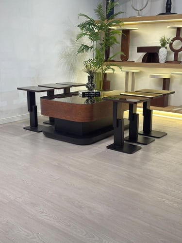 طقم طاولات تقديم ليون سنديان 7قطع (منتج تفصيل )